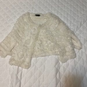 BCBG cropped rabbit fur cape